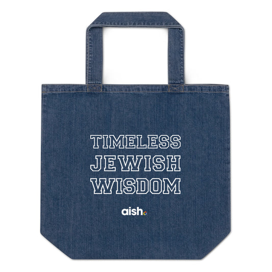 Timeless Jewish Wisdom Denim Tote Bag